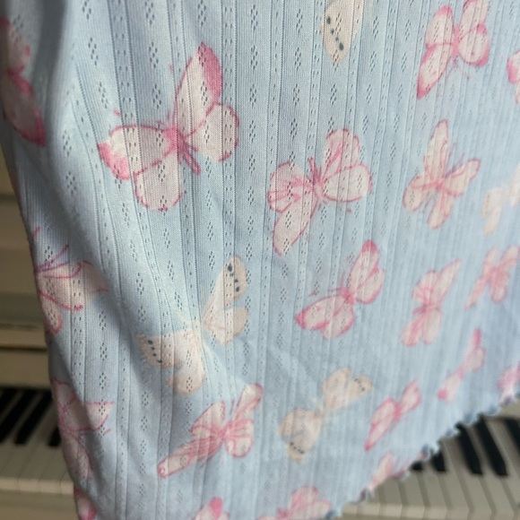 George Light Blue Top with Pink Butterfly Print Girls XL (14-16) - Picture 5 of 12